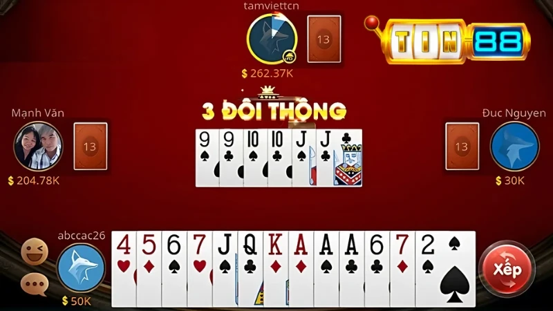 Việc đánh và chặt bài theo luật chơi Tiến Lên Miền Nam