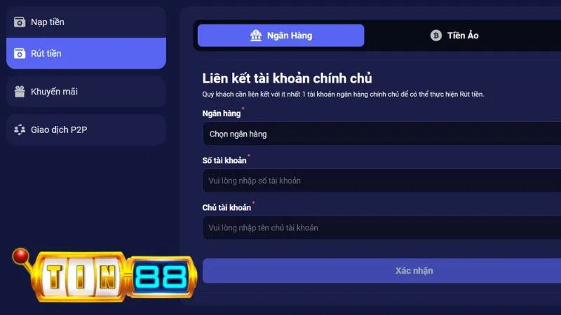 Nhà cái cho phép bạn rút tiền từ ví game đến tài khoản ngân hàng